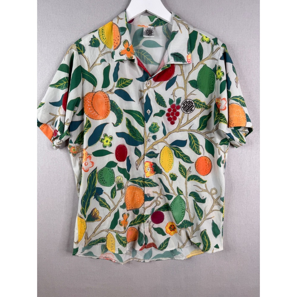 OSTROY Button Up Shirt Unisex L Skratch Labs Fruit Tree Print Resort Cycling